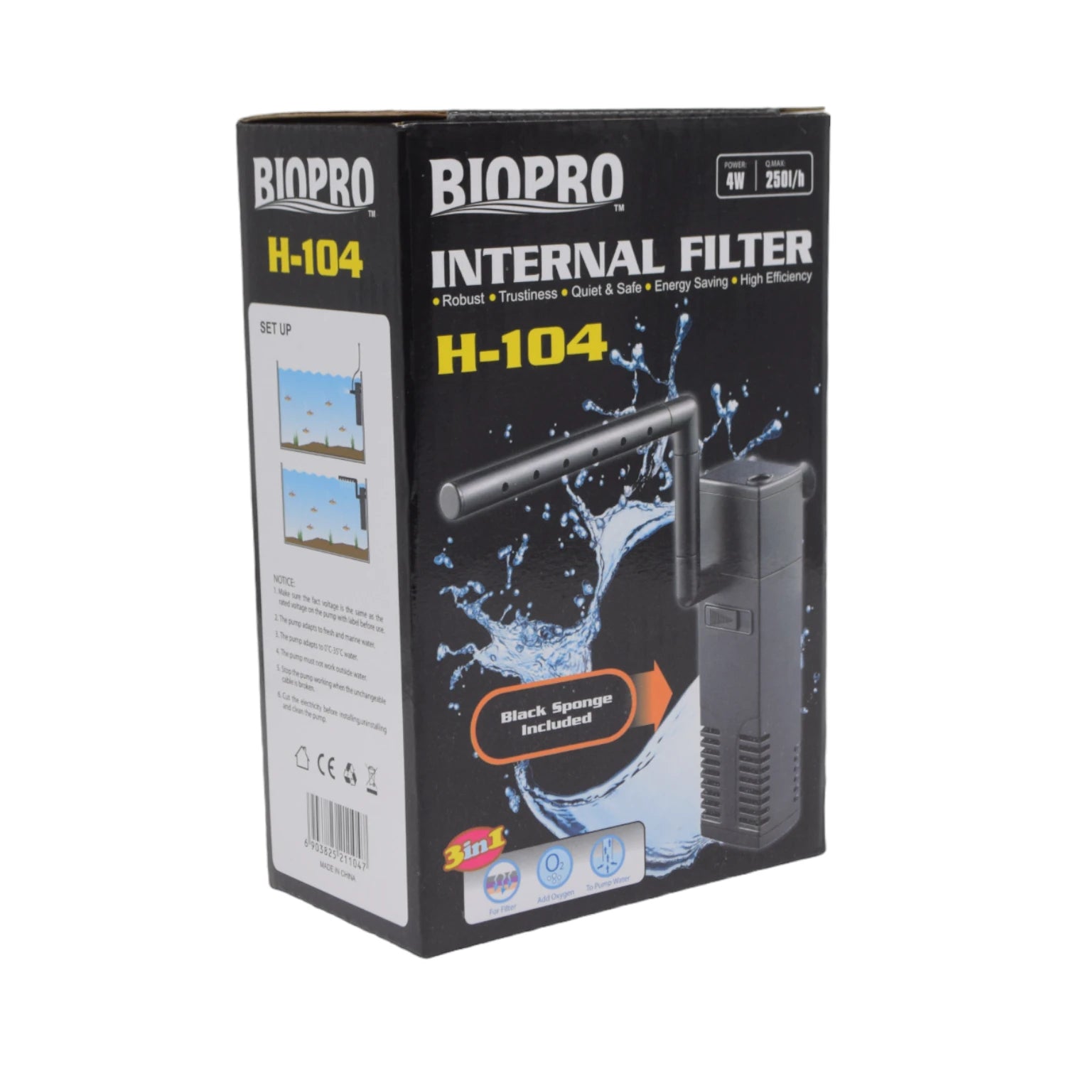 Filtro Interno Rápido Biopro H-104 de 250 L/H 5 W