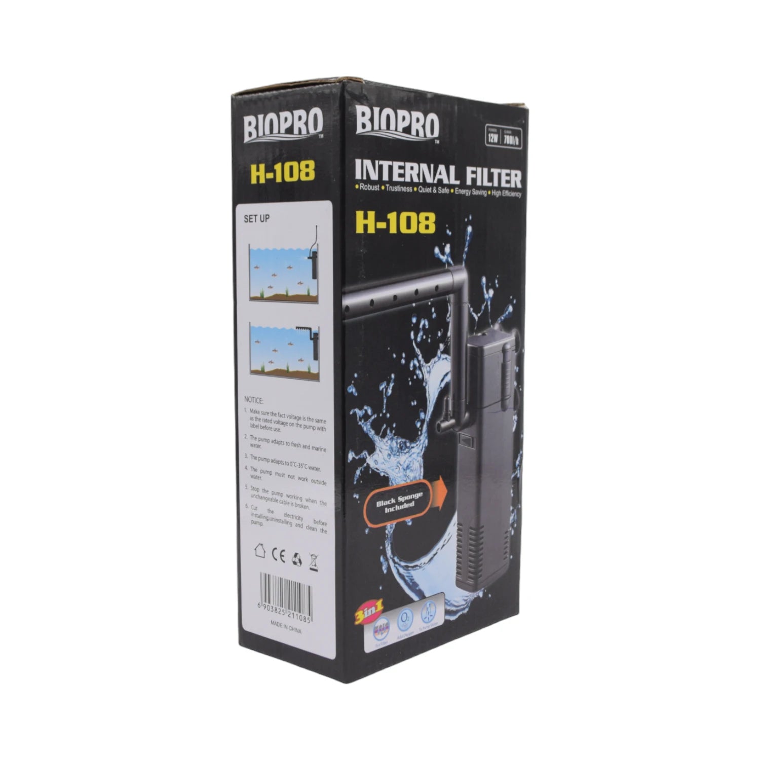 Filtro Interno Rápido Biopro H-108 de 750 L/H 22 W